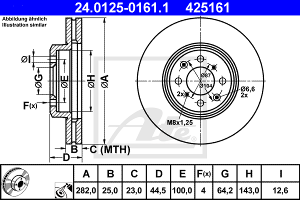 Disc frana 24.0125-0161.1 ATE