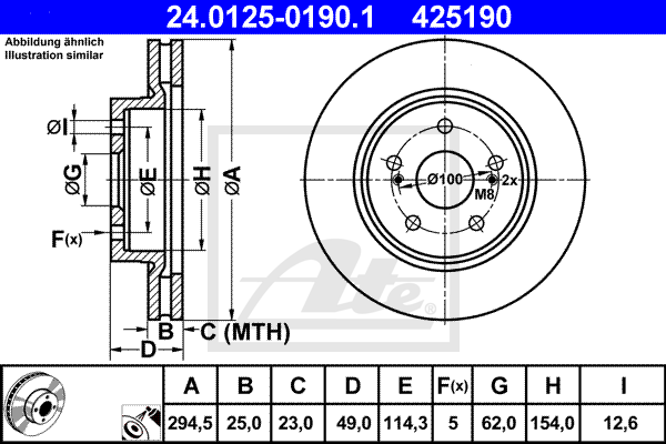 Disc frana 24.0125-0190.1 ATE