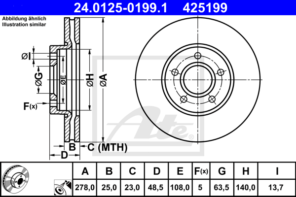 Disc frana 24.0125-0199.1 ATE