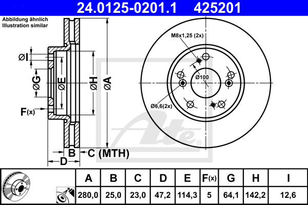 Disc frana 24.0125-0201.1 ATE