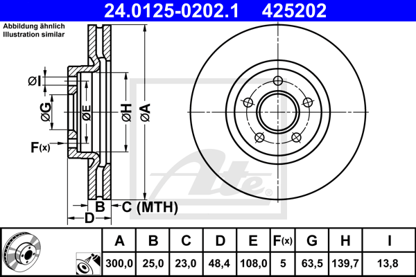 Disc frana 24.0125-0202.1 ATE