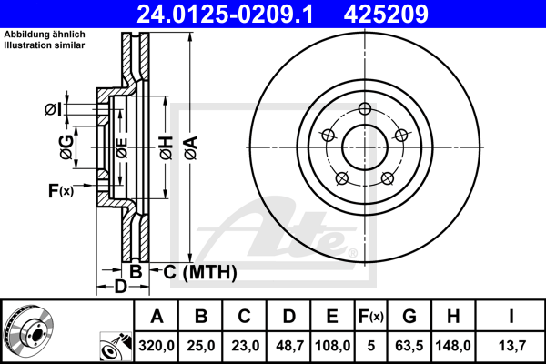 Disc frana 24.0125-0209.1 ATE