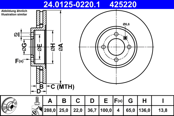 Disc frana 24.0125-0220.1 ATE