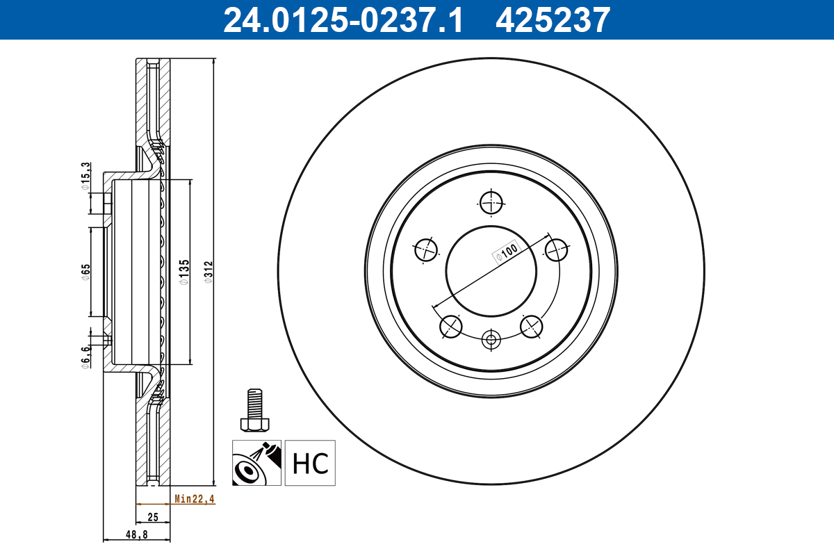 Disc frana 24.0125-0237.1 ATE