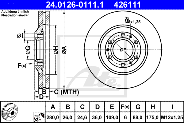 Disc frana 24.0126-0111.1 ATE