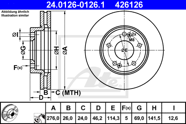 Disc frana 24.0126-0126.1 ATE