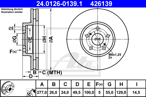 Disc frana 24.0126-0139.1 ATE