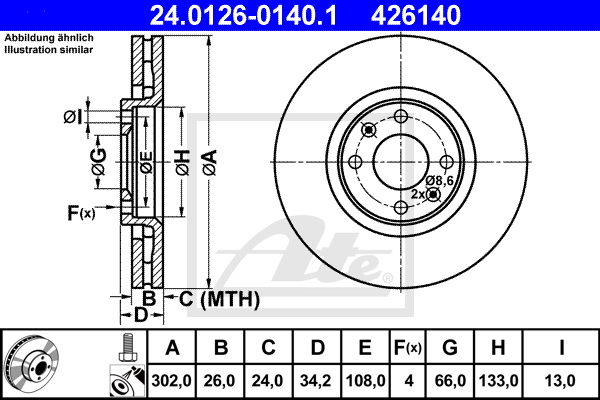 Disc frana 24.0126-0140.1 ATE