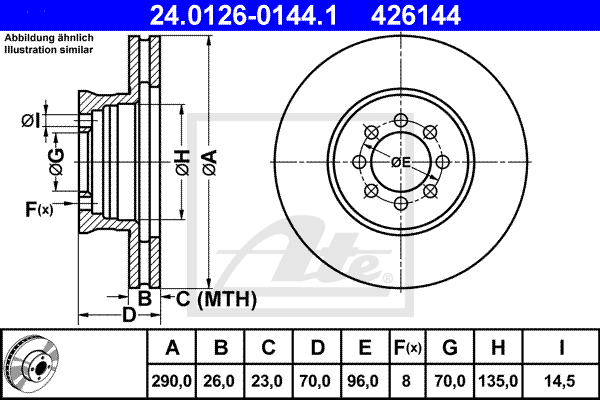 Disc frana 24.0126-0144.1 ATE