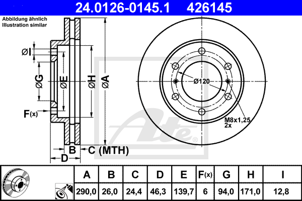 Disc frana 24.0126-0145.1 ATE