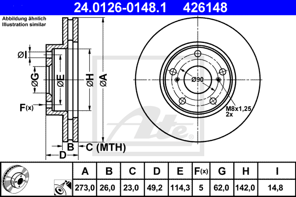 Disc frana 24.0126-0148.1 ATE