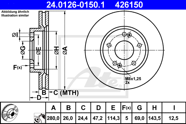 Disc frana 24.0126-0150.1 ATE