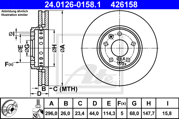 Disc frana 24.0126-0158.1 ATE