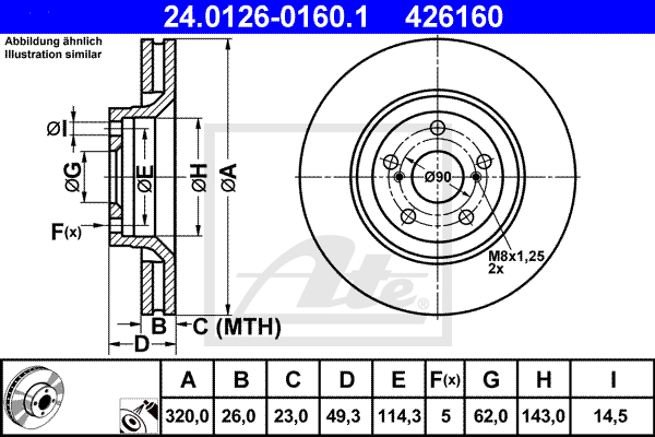 Disc frana 24.0126-0160.1 ATE