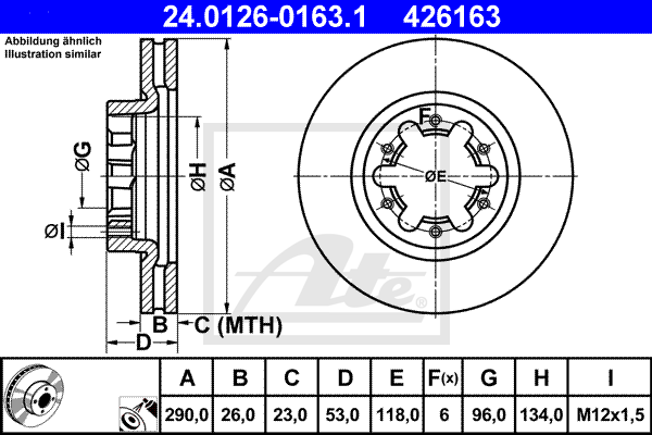 Disc frana 24.0126-0163.1 ATE