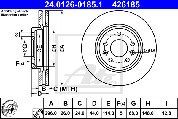 Disc frana 24.0126-0185.1 ATE