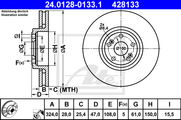 Disc frana 24.0128-0133.1 ATE