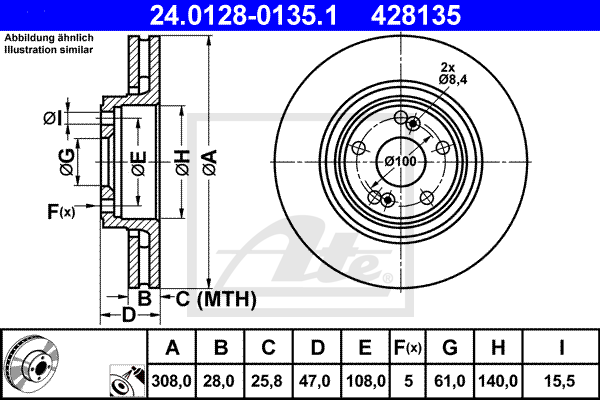 Disc frana 24.0128-0135.1 ATE