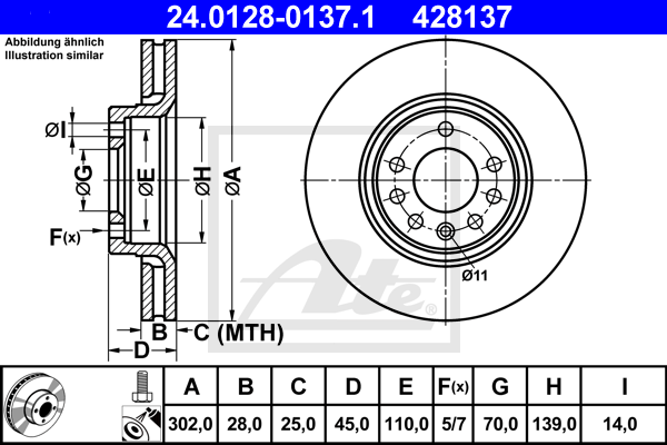 Disc frana 24.0128-0137.1 ATE