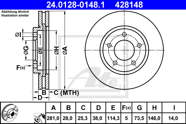 Disc frana 24.0128-0148.1 ATE