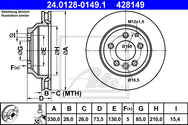 Disc frana 24.0128-0149.1 ATE