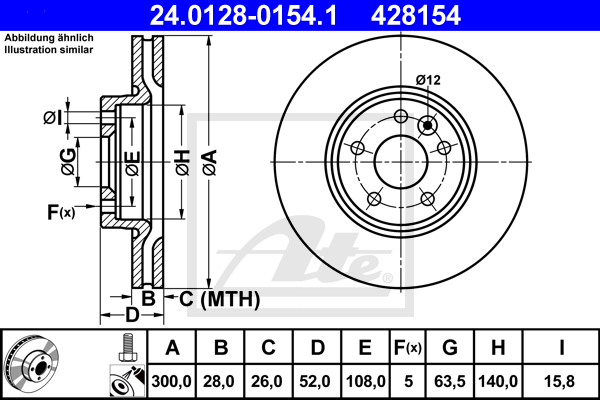 Disc frana 24.0128-0154.1 ATE