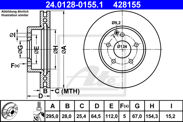 Disc frana 24.0128-0155.1 ATE