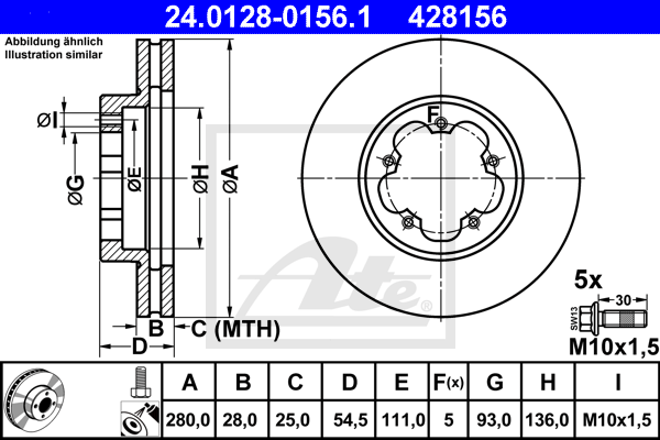 Disc frana 24.0128-0156.1 ATE