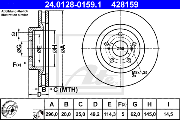 Disc frana 24.0128-0159.1 ATE