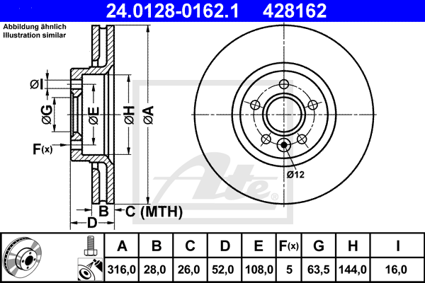 Disc frana 24.0128-0162.1 ATE