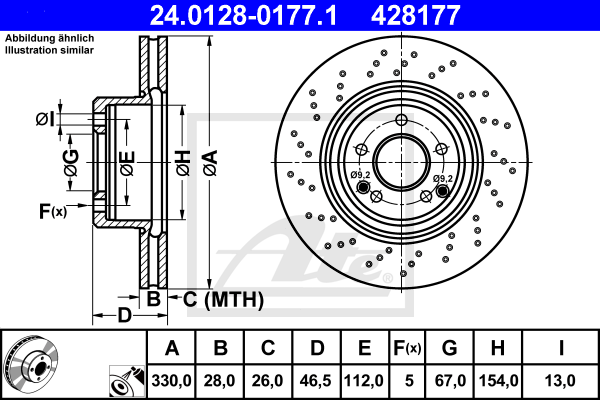 Disc frana 24.0128-0177.1 ATE