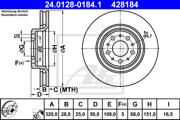 Disc frana 24.0128-0184.1 ATE