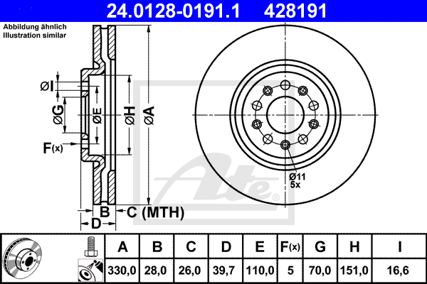 Disc frana 24.0128-0191.1 ATE