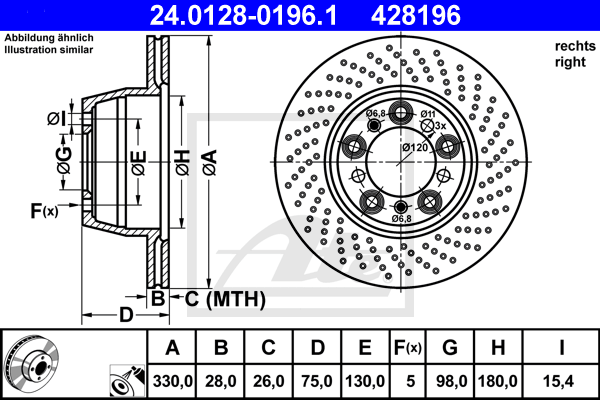 Disc frana 24.0128-0196.1 ATE