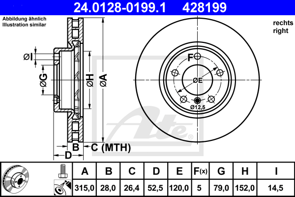 Disc frana 24.0128-0199.1 ATE