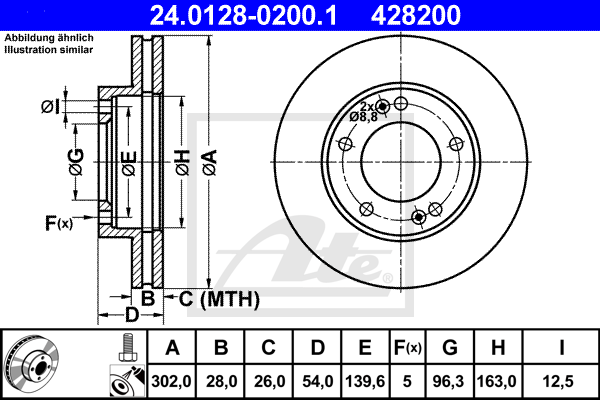 Disc frana 24.0128-0200.1 ATE