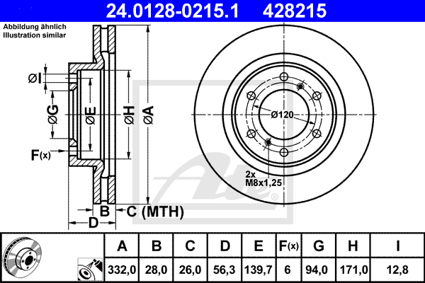 Disc frana 24.0128-0215.1 ATE