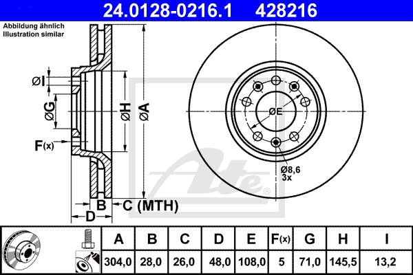 Disc frana 24.0128-0216.1 ATE