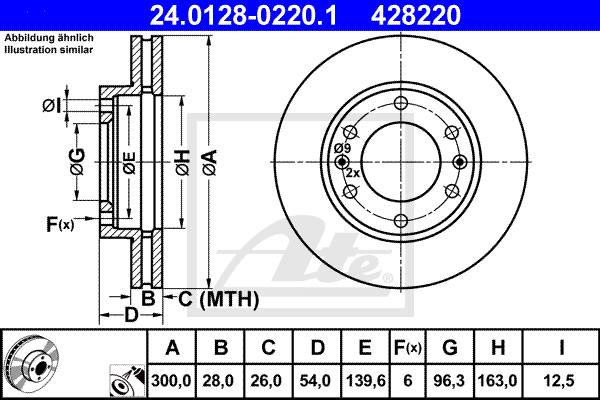 Disc frana 24.0128-0220.1 ATE