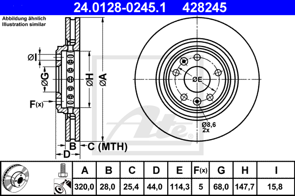 Disc frana 24.0128-0245.1 ATE