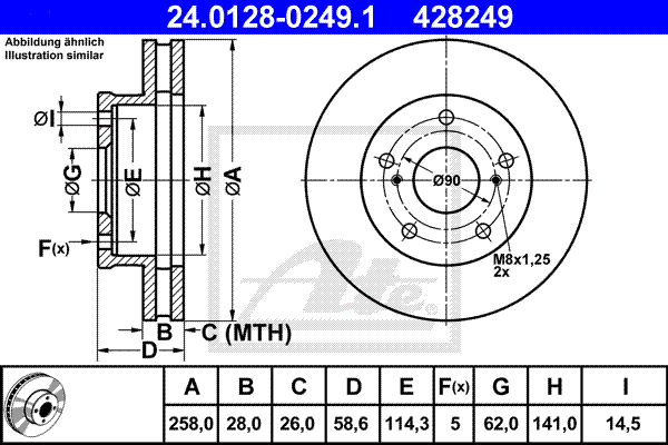 Disc frana 24.0128-0249.1 ATE