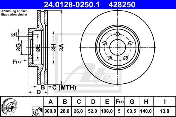 Disc frana 24.0128-0250.1 ATE