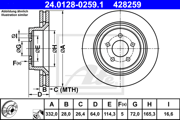 Disc frana 24.0128-0259.1 ATE