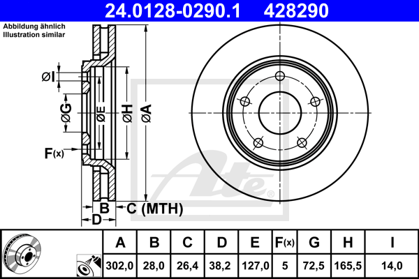 Disc frana 24.0128-0290.1 ATE