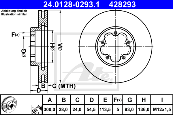 Disc frana 24.0128-0293.1 ATE