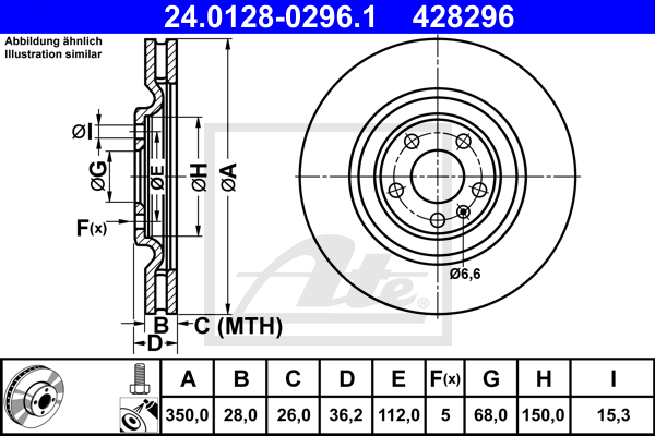 Disc frana 24.0128-0296.1 ATE