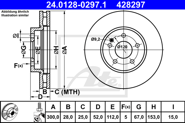 Disc frana 24.0128-0297.1 ATE