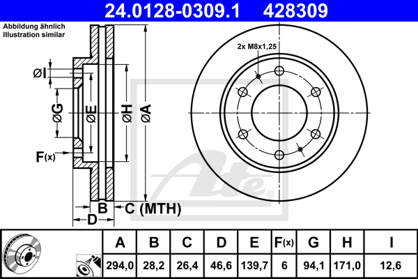 Disc frana 24.0128-0309.1 ATE