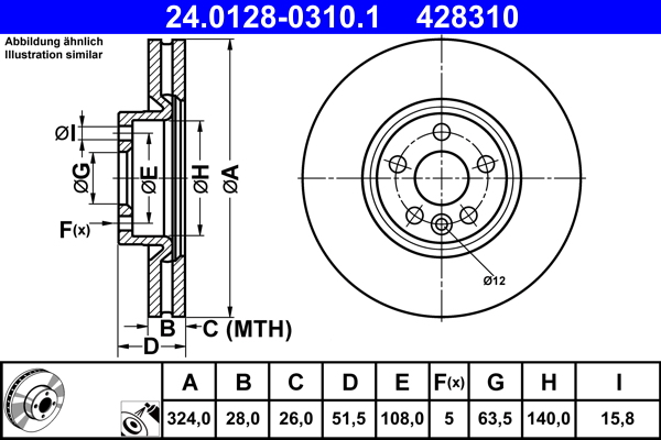 Disc frana 24.0128-0310.1 ATE