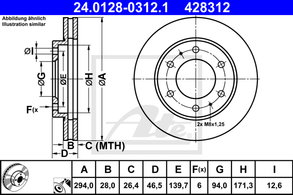 Disc frana 24.0128-0312.1 ATE